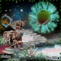 les éléphants du ciel - Бесплатный анимированный гифка