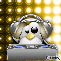 dj penguin Animated GIF