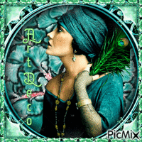 Femme Art Déco en vert