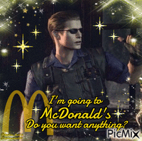 Wesker's going to McDonalds animowany gif