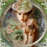Portrait artistique d'une dame au chapeau - GIF animé gratuit