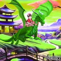 Dragon and child in Asia animovaný GIF