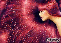 femme cheveux long rouge - Безплатен анимиран GIF