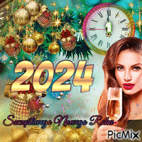 Szczęśliwego Nowego Roku 2024 - GIF animado gratis