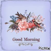 Good morning birds flowers - Δωρεάν κινούμενο GIF