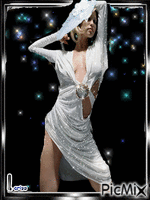 Portrait of a lady whith a white hat - GIF animate gratis