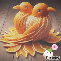 orange en forme d'oiseaux - GIF animé gratuit
