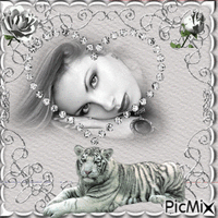 Femme au Tigre Blanc - 免费动画 GIF