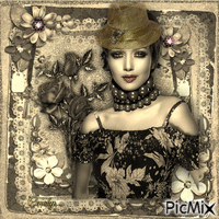Portrait d'une femme glamour - Tons beiges - Gratis animerad GIF
