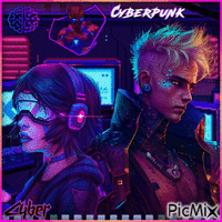 Cyberpunk in pink und lila - Animovaný GIF zadarmo