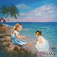 Играли девочки на берегу.. - Free animated GIF