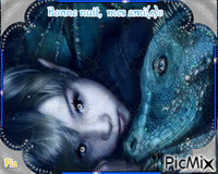 l'elfe et le dragon bleu GIF animé