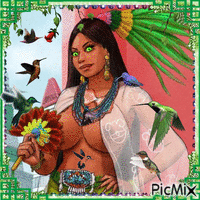 Lady of the Hummingbirds - Free animated GIF