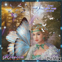 Colombes Papillons et belle Dame - GIF เคลื่อนไหวฟรี