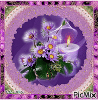 Candle and flowers. animowany gif