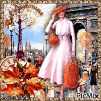 concours : Automne à Paris - Femme vintage - Darmowy animowany GIF