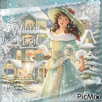 Winter woman - Бесплатный анимированный гифка