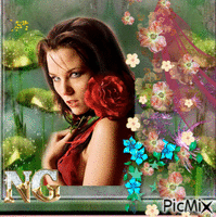 donna con la rosa - Besplatni animirani GIF