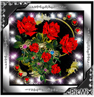 Six red roses animerad GIF