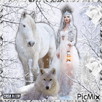 LOUP,FEMME,CHEVAL Animated GIF