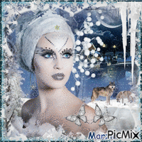 winter woman - GIF animasi gratis
