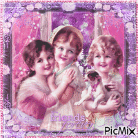 Vintage friends Pink and mauve tones - Besplatni animirani GIF