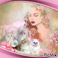 PORTRAIT WITH KITTENS - gratis png
