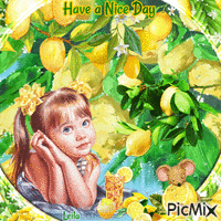 Have a Nice Day. Girl in the lemon grove - Bezmaksas animēts GIF