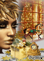 Christmas in golden color.. анимиран GIF