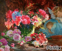 Flower with Butterfly - 免费动画 GIF