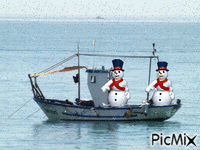 Snowmen sailing - Gratis animerad GIF