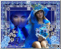 Portrait en bleu femme - Gratis geanimeerde GIF