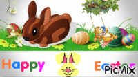 Sumatran Striped Rabbit Happy Easter анимированный гифка