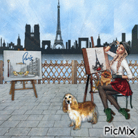 Pintando en París. animasyonlu GIF
