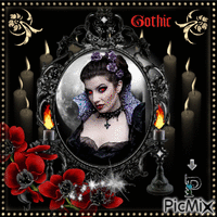 Femme gothique dans le miroir KONKURS - Gratis animerad GIF