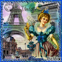 à Paris Vintage bleu конкурс - GIF เคลื่อนไหวฟรี