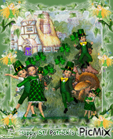 St. Patrick's Day Dancing Elves Animated GIF
