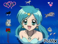 Giff Picmix la princesse-sirène à la perle bleue de l'océan Atlantique Sud Hanon Hosho créé par moi GIF animasi
