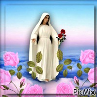 BLESSED MOTHER and ROSES GIF animado
