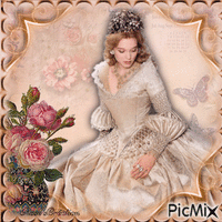 Concours : Femme vintage - Tons roses et beiges GIF animé