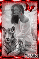 Mulher e Tigre - Ingyenes animált GIF