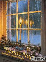 Fenêtre Bougies et Neige Window Candles and Snow - Ingyenes animált GIF