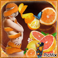 donna e arance - GIF animé gratuit
