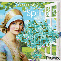 Spring begins. Window, flowers, woman - Free animated GIF