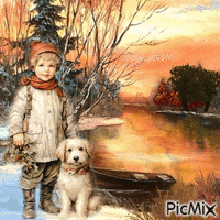 Boy and Dog animerad GIF