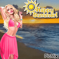 Animated Summer woman Happy Summer GIF animasi