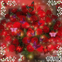 roses and butterflies - Gratis geanimeerde GIF