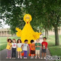 Big Bird and kids - PNG gratuit