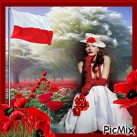 flag of poland red and white GIF animado