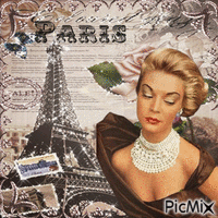 Vintage mujer en París - GIF animado grátis